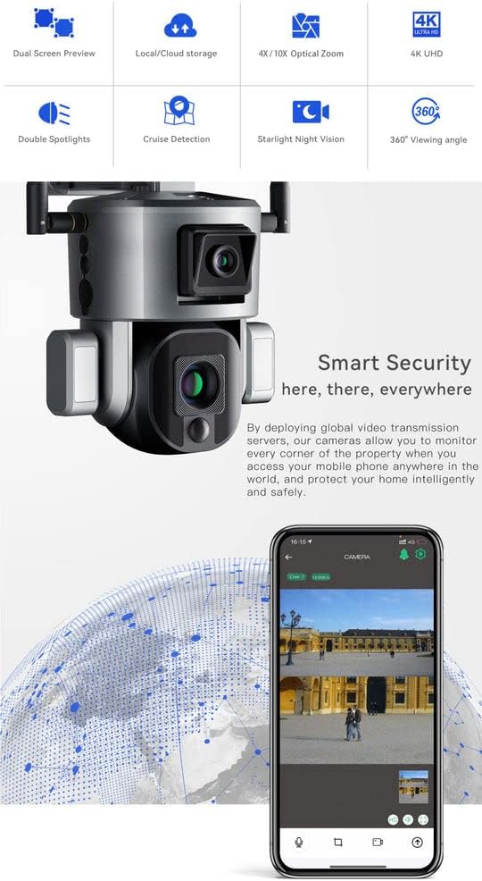 4K Solar Security Cameras Wireless Outdoor.