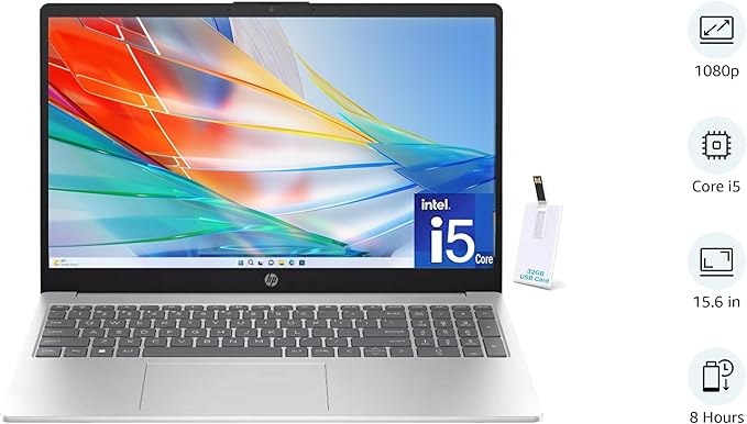 HP 15.6" Laptop, 13th Gen Intel Core i5