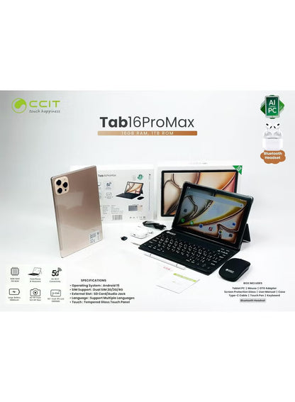 Tab16 ProMax Android 15 Tablet | 10.1" HD Display, 16GB RAM + 1TB ROM